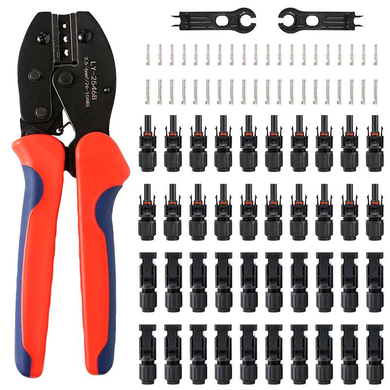 Free shipping PV Solar Connector Stecker Kit For 1500V30A Solar Panel Cable Branch DC Connectors Connect Tool Crimping pliers