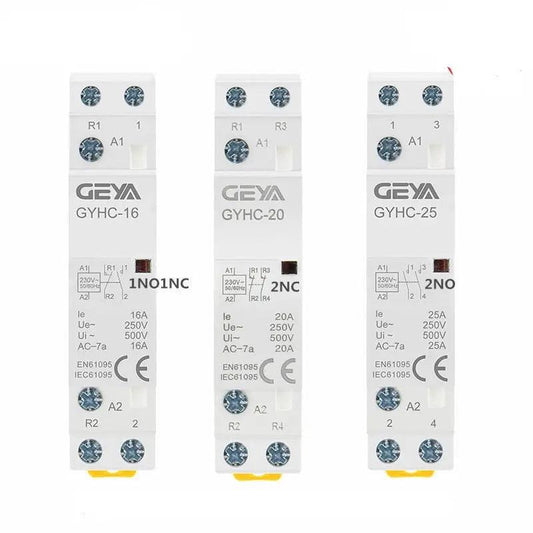GEYA- Din Rail Type AC Contactor| 2P 16A 20A 25A /NO NC optional modular contactor - electrical center b2c