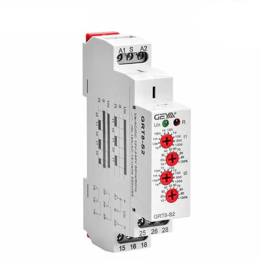 GEYA- GRT8-S Asymmetric Cycle Timer Relay| AC/DC12V-240V optional - electrical center b2c,din rail timer relay