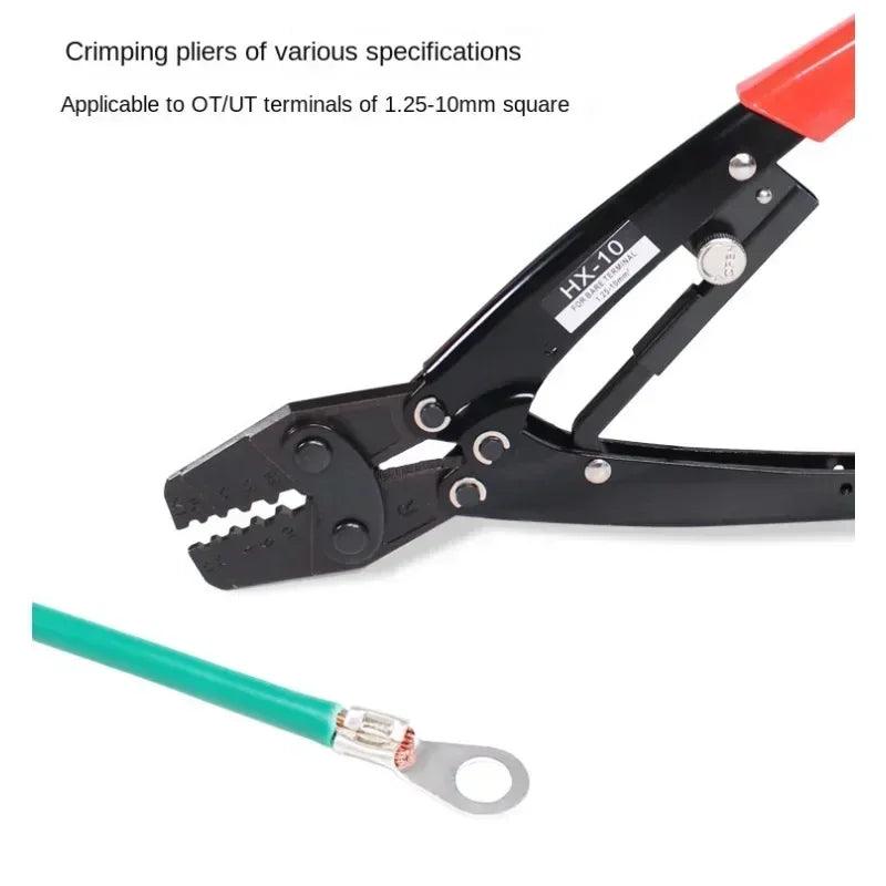 HX-10 Spine Wheel Type Labor-saving Terminal Crimping Tools for 1.25-10mm2 10-6AWG Terminal Electrician Specific Crimping Pliers