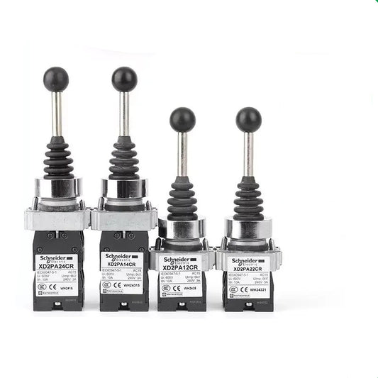 Schneider XD2PA Joystick Switch, XD2PA12CR, XD2PA22CR, XD2PA14CR, XD2PA24CR, 2-Position Joystick, 4-Position Joystick, Latching Joystick, Spring Return Joystick, Industrial Control Joystick, Crane Control Switch, Panel Mount Joystick, Schneider Main Control Switch