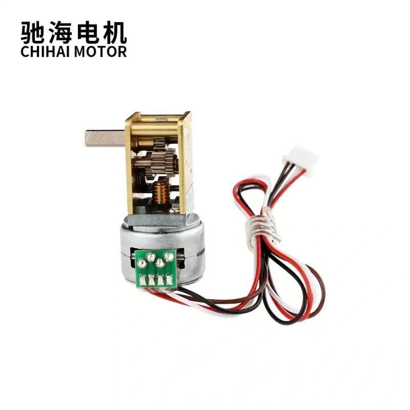 worm gear stepper motor, GW12T-15BY motor, miniature stepper motor, 2-phase 4-wire stepper motor, high torque stepper motor, self-locking stepper motor, DC 5V stepper motor, 1:1030 ratio motor, 1:603 ratio motor, reciprocating stepper motor, stepper motor with driver, flange coupler motor, compact stepper motor, smart home motor, robot arm motor, camera focus motor, pan-tilt motor
