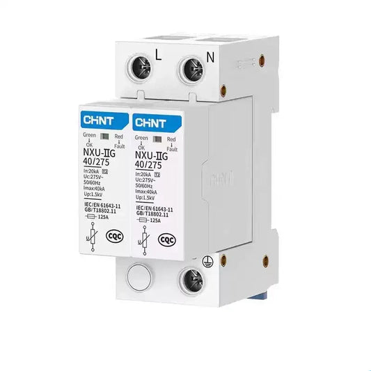 chint nxU-iig spd,surge protection device,ac lightning arrester,2p surge suppressor,20kA 40kA 65kA 100kA din rail spd,385v surge protector,household lightning protection