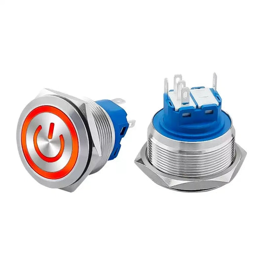 `30mm push button switch`, `metal pushbutton switch`, `stainless steel button`, `IP66 waterproof push button`, `latching push button`, `momentary push button`, `illuminated push button`, `LED ring button`, `power symbol button`, `5A metal switch`