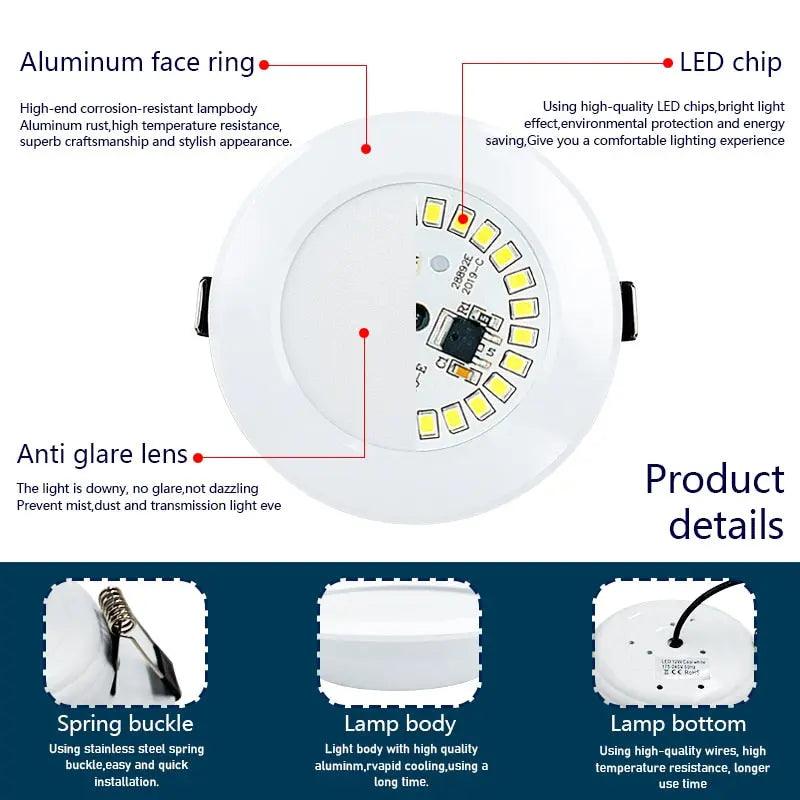 LATTUSO- 10pcs/lot Led Downlights 220V Ceiling Light| 3W-15W Cold/Warm light optional - electrical center b2c