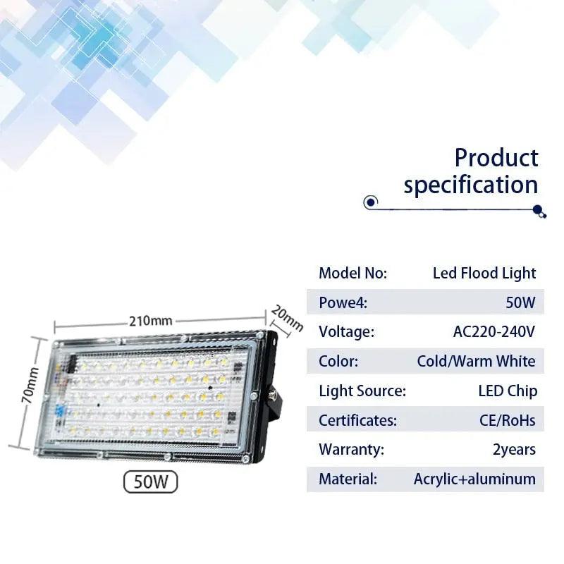 LATTUSO- Led Flood Light AC 240V Outdoor| IP65 50W Cold/Warm Light optional - electrical center b2c