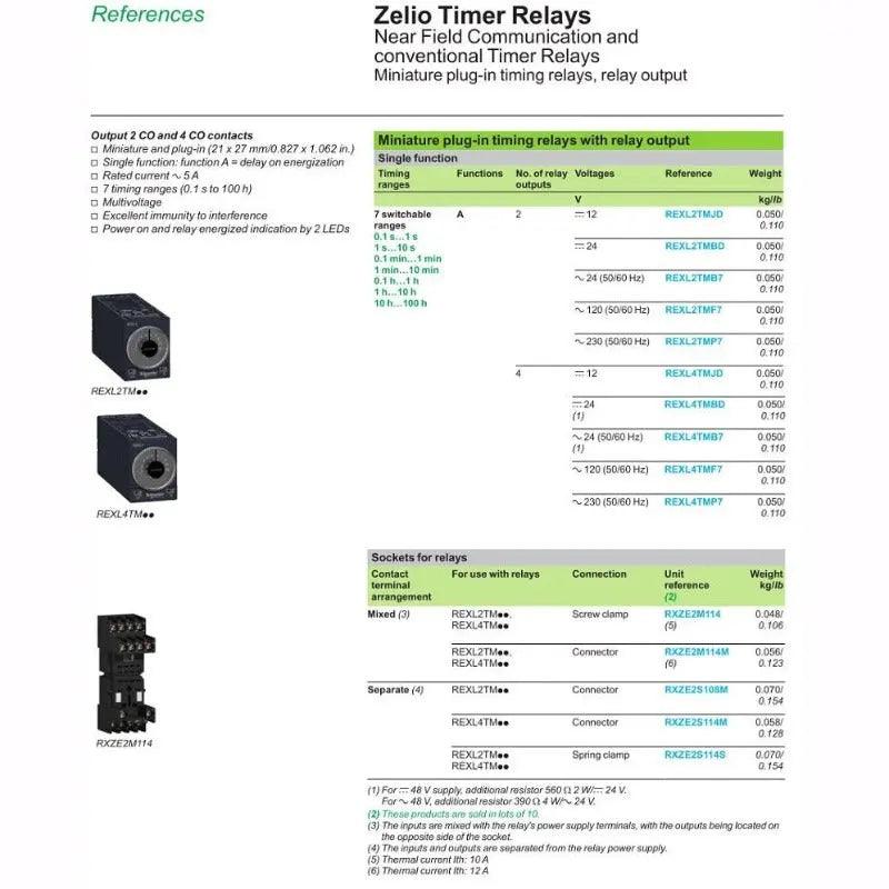 Schneider- Electric Timer Relays Miniature Plug-In with Output REXL2TMJD REXL2TMBD optional - electrical center b2c