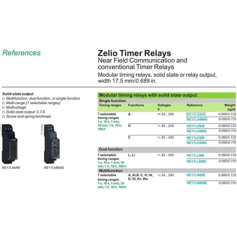 Schneider- Modular Timing Relays with Solid State RE17LCBM RE17LLBM optional - electrical center b2c