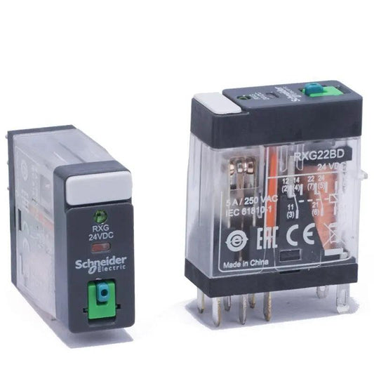 Schneider- Standard Cover Power Relay DPDT| RXG22RD RXG22JD - electrical center b2c