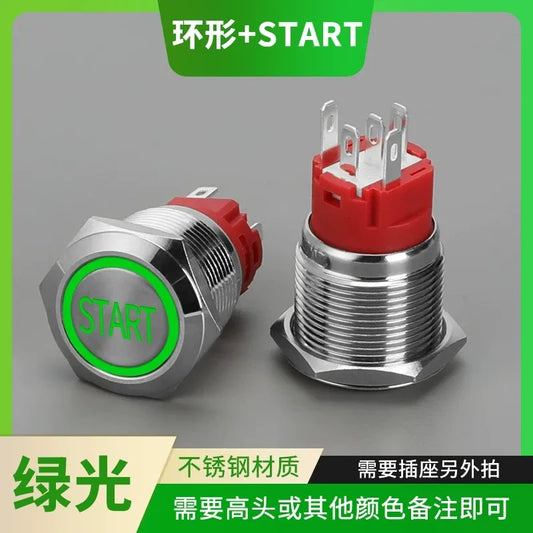 IP66 Waterproof LED Metal Push Button Switch, Latching / Momentary, Start Stop Power Button, 16mm 19mm 22mm, Custom Symbol