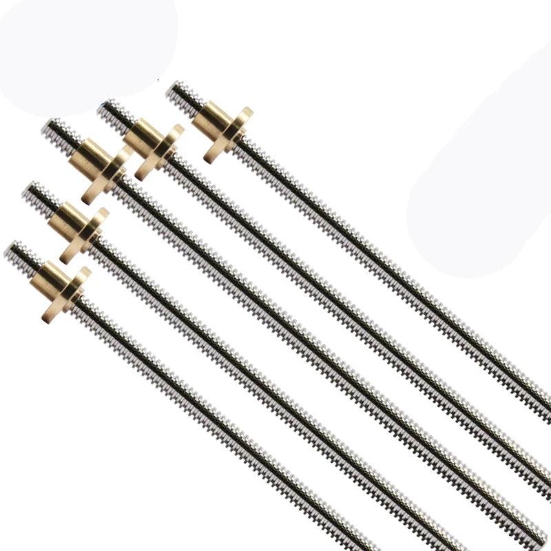 T5 Lead Screw + Brass Nut For DIY 3D Printer CNC Parts Lead 1mm 2mm 4mm Length 100mm 200 450mm 550mm Linear Shaft Stepper Motor,t5 lead screw