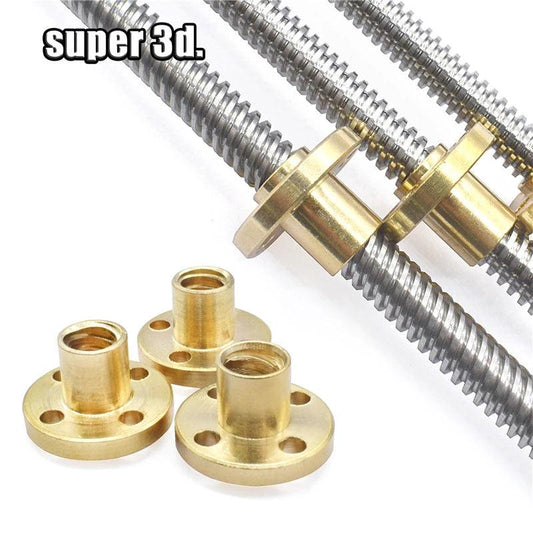 T8 Lead Screw OD 8mm Lead 1/2/4/8/12/14mm Linear Length 100mm To 550mm With Brass Nut For Reprap 3D Printer CNC Stepper Motor,t8 lead screw