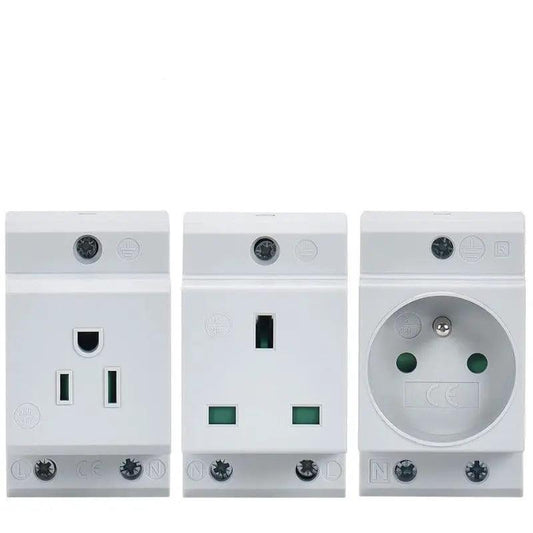 TAIXI- DIN Rail Socket 250V 16A Industrial Socket UK US FR EU AU IT optional - electrical center b2c,din rail eu socket,din rail socket british
