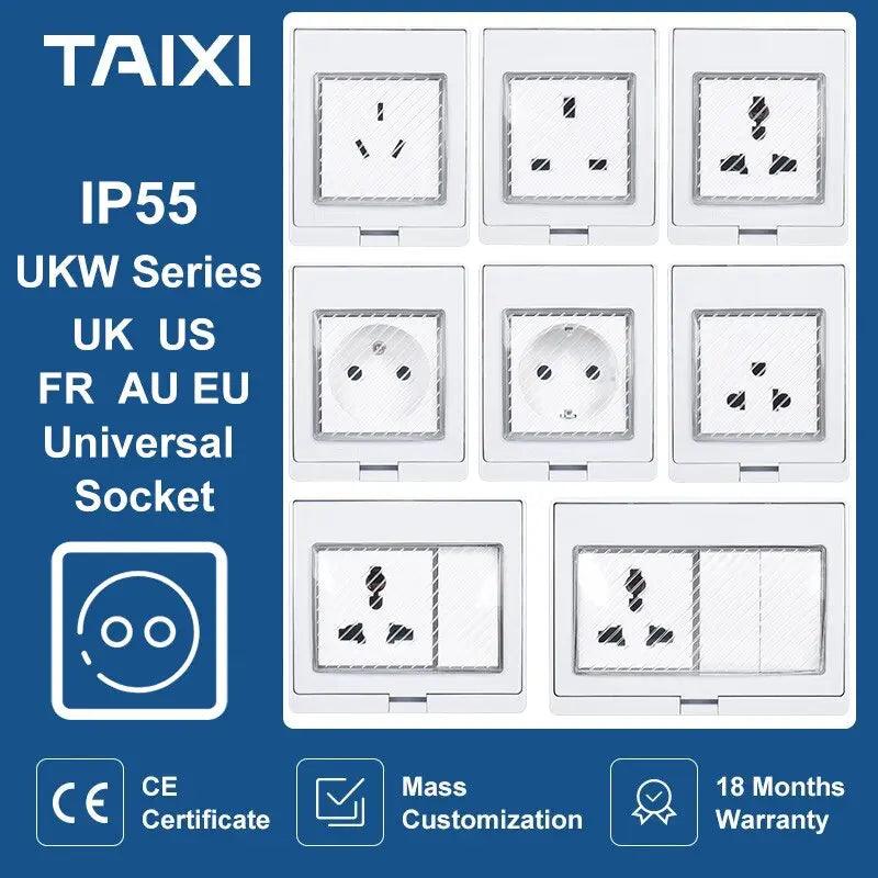 TAIXI- IP55 Waterproof Socket Switch Box| EU AU UK US FR Universal Type Socket optional - electrical center b2c,IP55 SOCKET EU