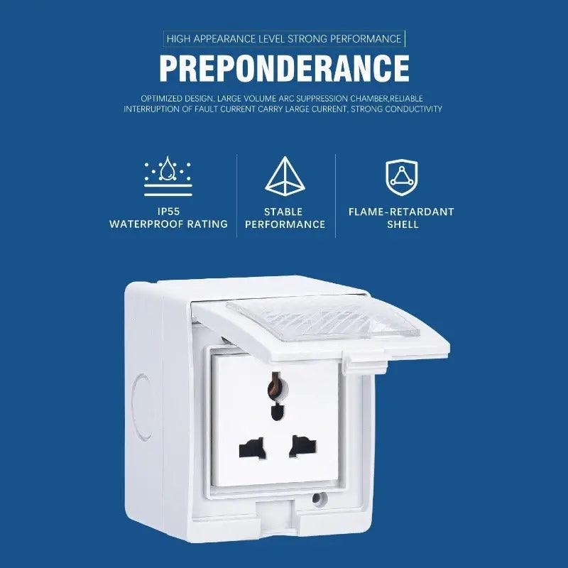TAIXI- IP55 Waterproof Socket Switch Box| EU AU UK US FR Universal Type Socket optional - electrical center b2c,IP55 SOCKET EU