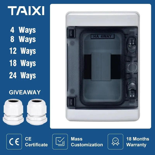 TAIXI- MCB IP65 Waterproof Electrical Junction Box| 2/4/8/12/15/18/24 Ways - electrical center b2c
