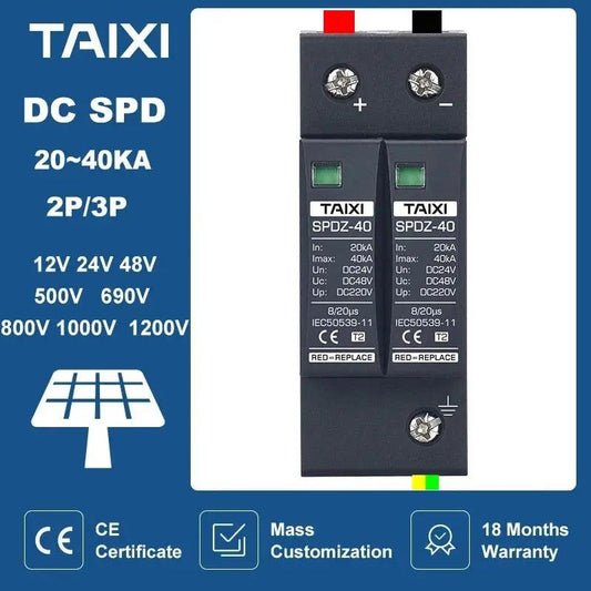 TAIXI- Photovoltaic DC SPD 2P/3P DC12V 24V 48V 500V 690V 800V 1000V - electrical center b2c