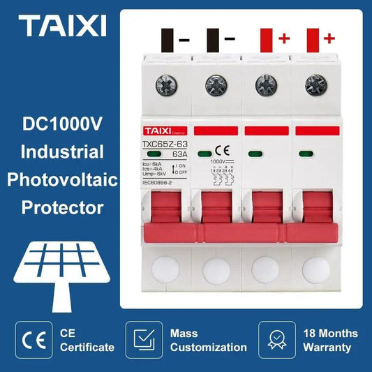 TAIXI- Solar Photovoltaic DC Circuit Breaker MCB 4P/1000V - electrical center b2c