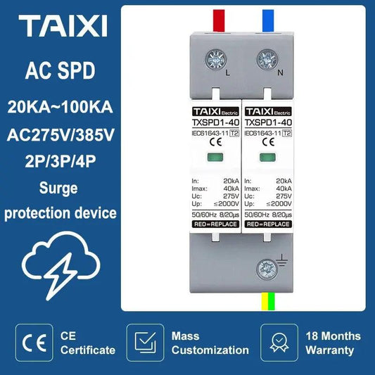 TAIXI- Surge Protective Device AC 220V 380V SPD 20KA up to 100KA - electrical center b2c
