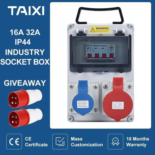 TAIXI- Waterproof Industrial Socket Box Outdoor With MCB RCBO Switch - electrical center b2c