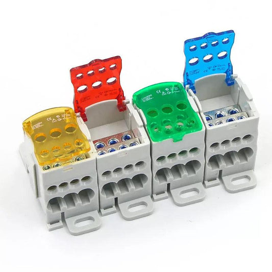 Terminal Block UKK80A Electric Wire Connector 1 in many Out Din Rail distribution Wiring Accessories Blue Yellow Green Red