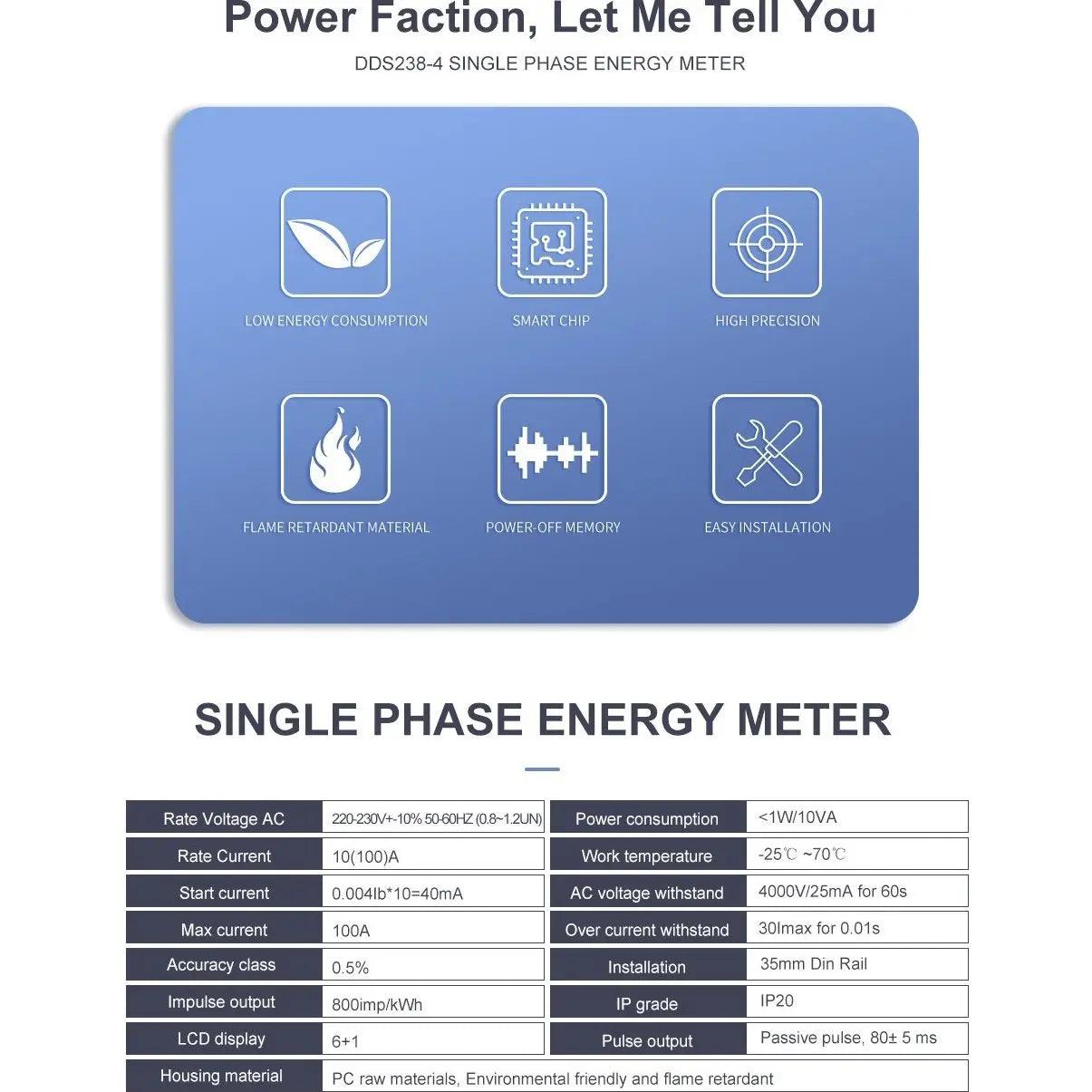 TOMZN- 30(100)A Energy Meter| Single phase Din rail type - electrical center b2c