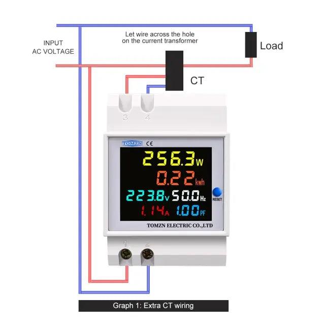 TOMZN- Din rail AC monitor 6IN1- 100A Frequency Meter| 40-300V/ 250-450V Optional - electrical center b2c