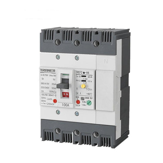 TREF2-125-4P 3 Phase Rcbo Mccb with Rcd 100A 4 Pole 30mA~500mA Adjustable.elcb 3 phase 63a,elcb 3 phase,earth leakage circuit breaker price,three phase elcb,3 phase rcbo,type a rcbo
