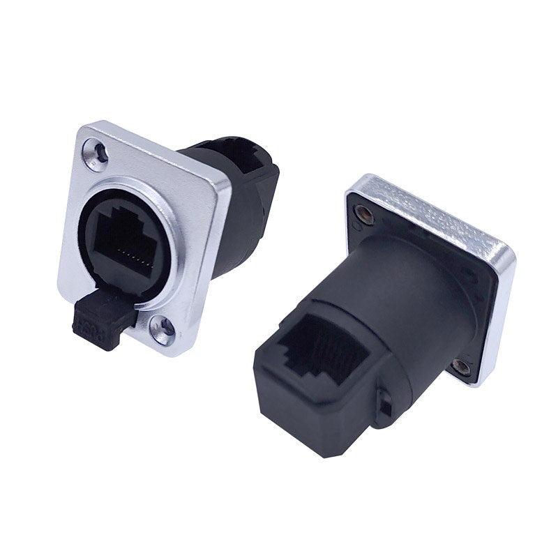 10 piece RJ45 Waterproof IP65 Network Connector with Rubber cover 8p8c D type Panel Mount Socket RJ45 Ethernet Connector.