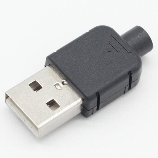 10 Sets DIY USB 2.0 Connector Plug A Type Male 4 Pin Assembly Adapter Socket Solder Type Black Plastic Shell For Data Connection.