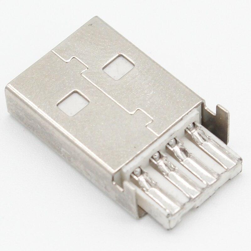 10 Sets DIY USB 2.0 Connector Plug A Type Male 4 Pin Assembly Adapter Socket Solder Type Black Plastic Shell For Data Connection.