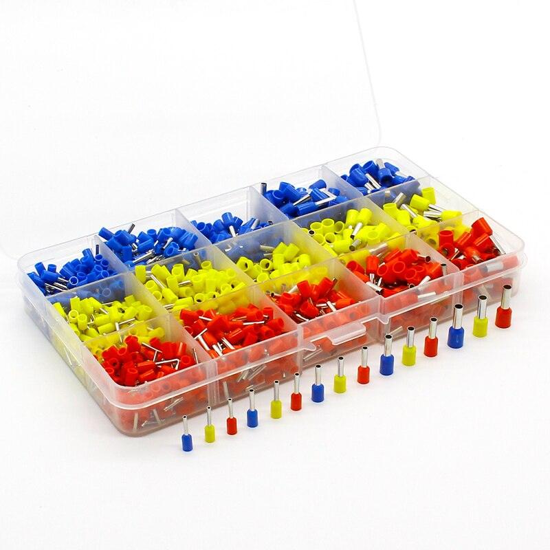 1000pcs/lot Bootlace cooper Ferrules kit set Wire Copper Crimp Connector Insulated Cord Pin End Terminal.
