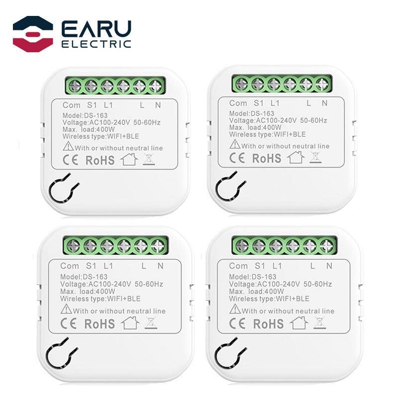 10A WiFi Smart LED Light Switch Relay Breaker Module No Neutral Wire Required Smart Life Tuya Remote Control Alexa Google Home.