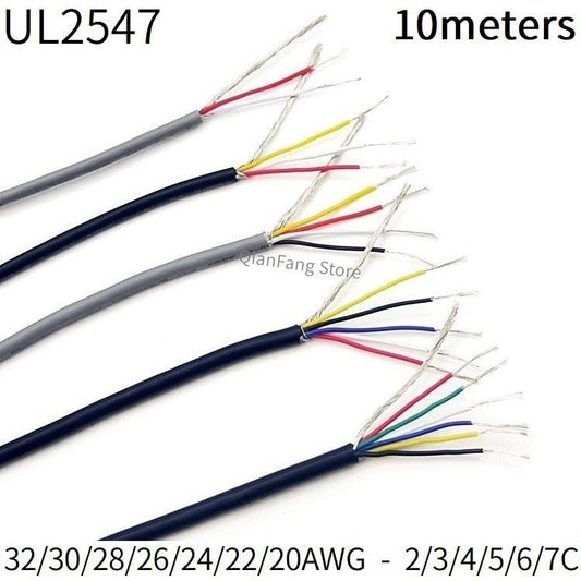 10M Shielded Wire 32 30 28 26 24 22 20 AWG Channel Audio 2 3 4 5 6 7 Core Headphone Line PVC Copper Signal Control Cable UL2547.