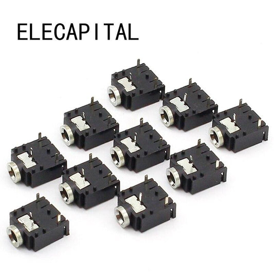 10pcs 3 Pin 3.5mm Audio Jack Socket PCB Panel Mount for Headphone With Nut PJ-324M.