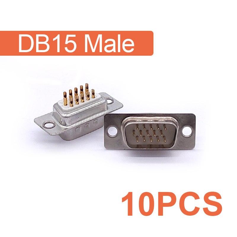 10PCS DB15 connector core VGA Plug connector 2row 3 row hole/pin female Male port socket adapter D Sub DP15.