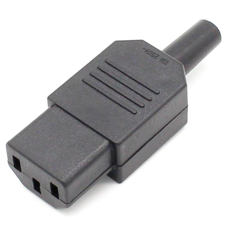 10pcs New Wholesale Price 10A 250V Black IEC C13 female Plug Rewirable Power Connector 3 pin AC Socket.