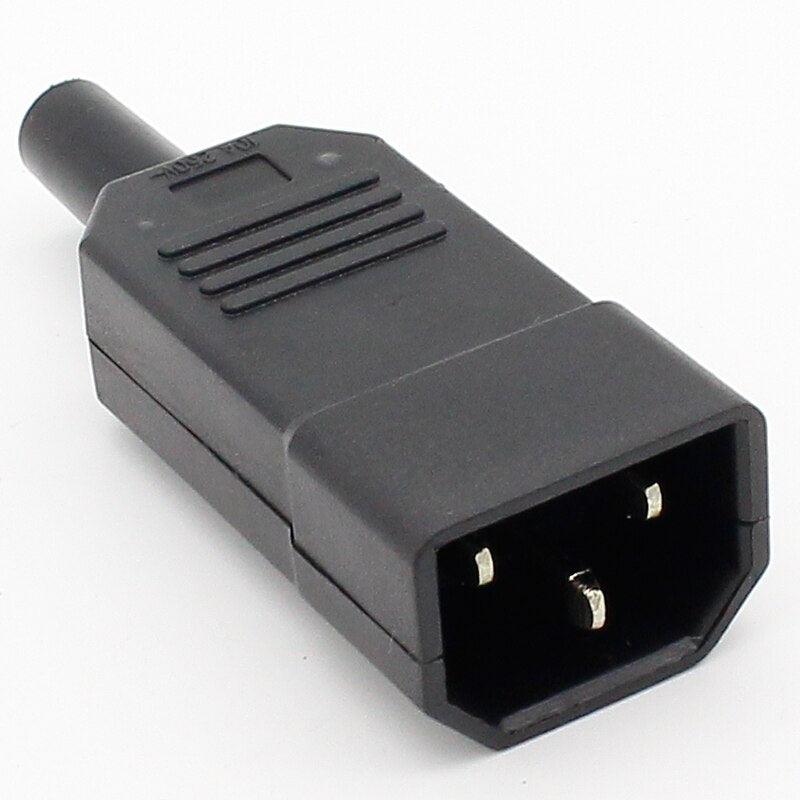 10pcs New Wholesale Price 10A 250V Black IEC C13 Male Plug Rewirable Power Connector 3 pin ac Socket.