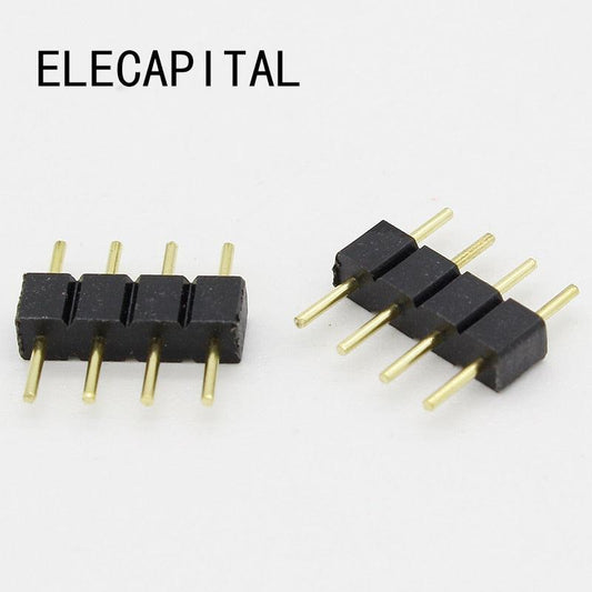 10pcs/lot 4 Pin RGB Connector Adapter pin needle male type double 4pin,For RGB 5050 3528 LED Strip DIY lights insert.