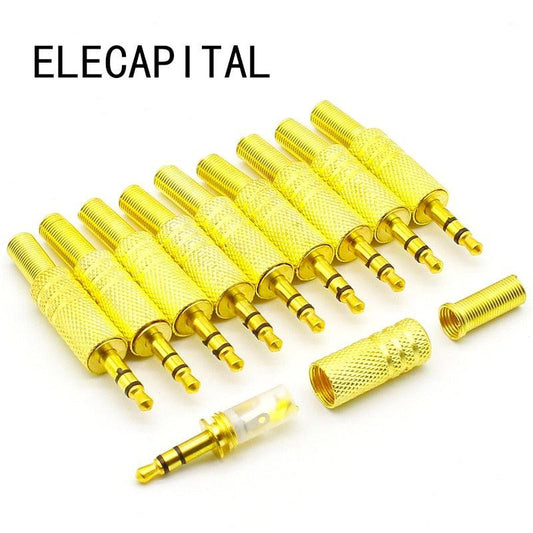 10pcs/lot gold plated 3.5mm plug RCA Audio Connector RCA audio plug 3.5 jack Stereo Headset Dual Track Headphone.