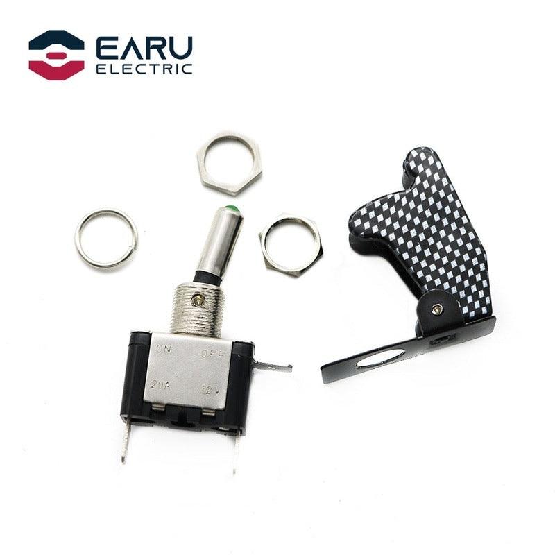 12V 20A Auto Car Boat Truck Illuminated Led Toggle Switch With Carbon Fiber Safety Aircraft Flip Up Cover Guard Red Blue Green.v