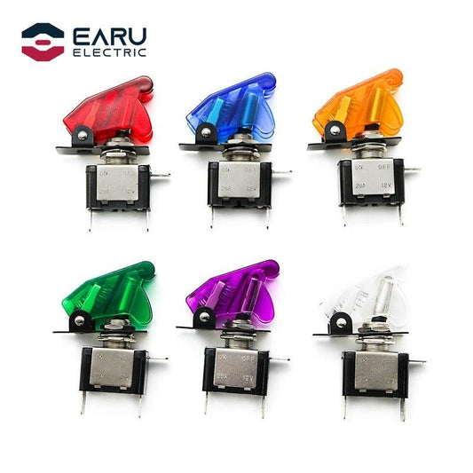 12V 20A Auto Car Boat Truck Illuminated Led Toggle Switch With Transparent Safety Aircraft Flip Up Cover Guard Red Blue Green.flip up toggle switch