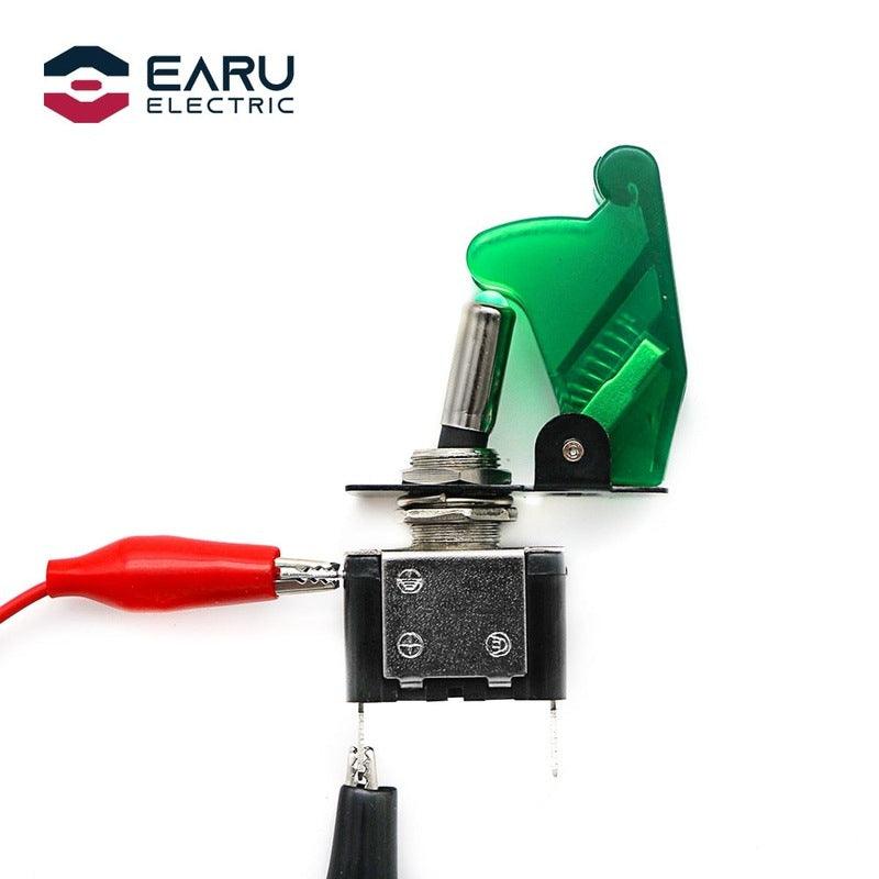 12V 20A Auto Car Boat Truck Illuminated Led Toggle Switch With Transparent Safety Aircraft Flip Up Cover Guard Red Blue Green.