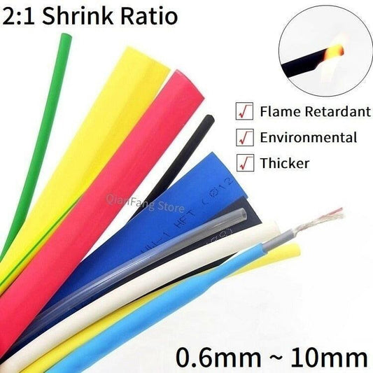 1M Heat Shrink Tube 0.6mm 1mm 2mm 3mm 4mm 5mm 6mm 7mm 8mm 9mm 10mm Wire Wrap Connect 2:1 Ratio Insulation PE Repair Cable Sleeve.