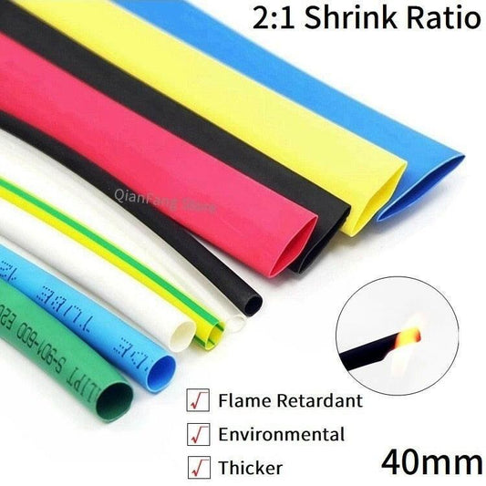 1M Heat Shrink Tube 40mm Diameter Insulated Polyolefin 2:1 Shrinkage Ratio Wire Wrap Connector Line Repair 600V Cable Sleeve.