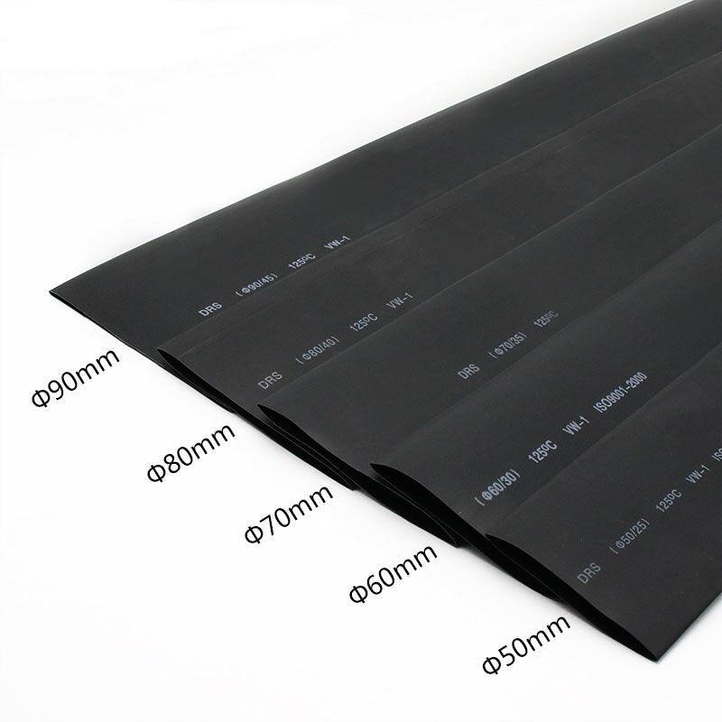 1meter 2:1 Black 50mm 60mm 70mm 80mm 90mm Heat Shrink Heatshrink Tubing Tube Wire.