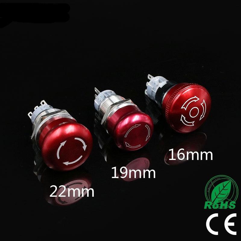 Emergency STOP Push Button Switch, 16mm 19mm 22mm 2NO 2NC Waterproof Metal Latching Emergency STOP Mushroom Push Button