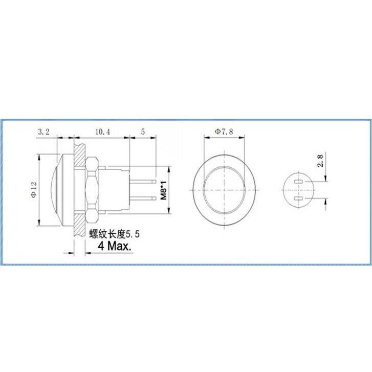 1pc 8mm Momentary Metal Push Button Switch Waterproof.