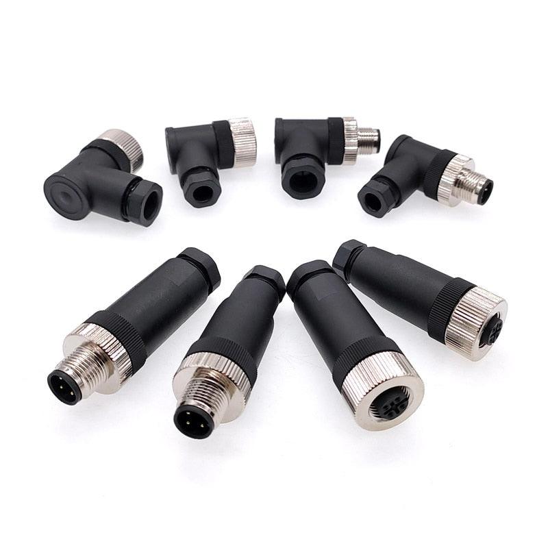 1Pc M12 Sensor connector waterproof straight angle male female screw threaded plug coupling 3 4 5 8 Pin.