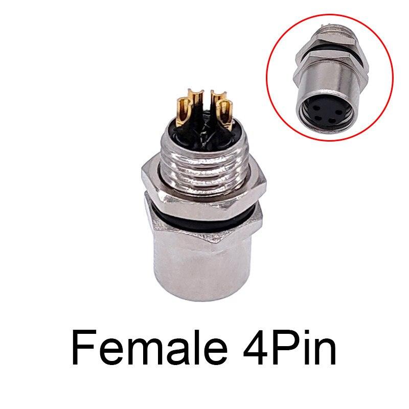 1Pc M8 panel back mount Sensor Connector Flange Socket threaded coupling Male&Female A Type 3 4Pin.